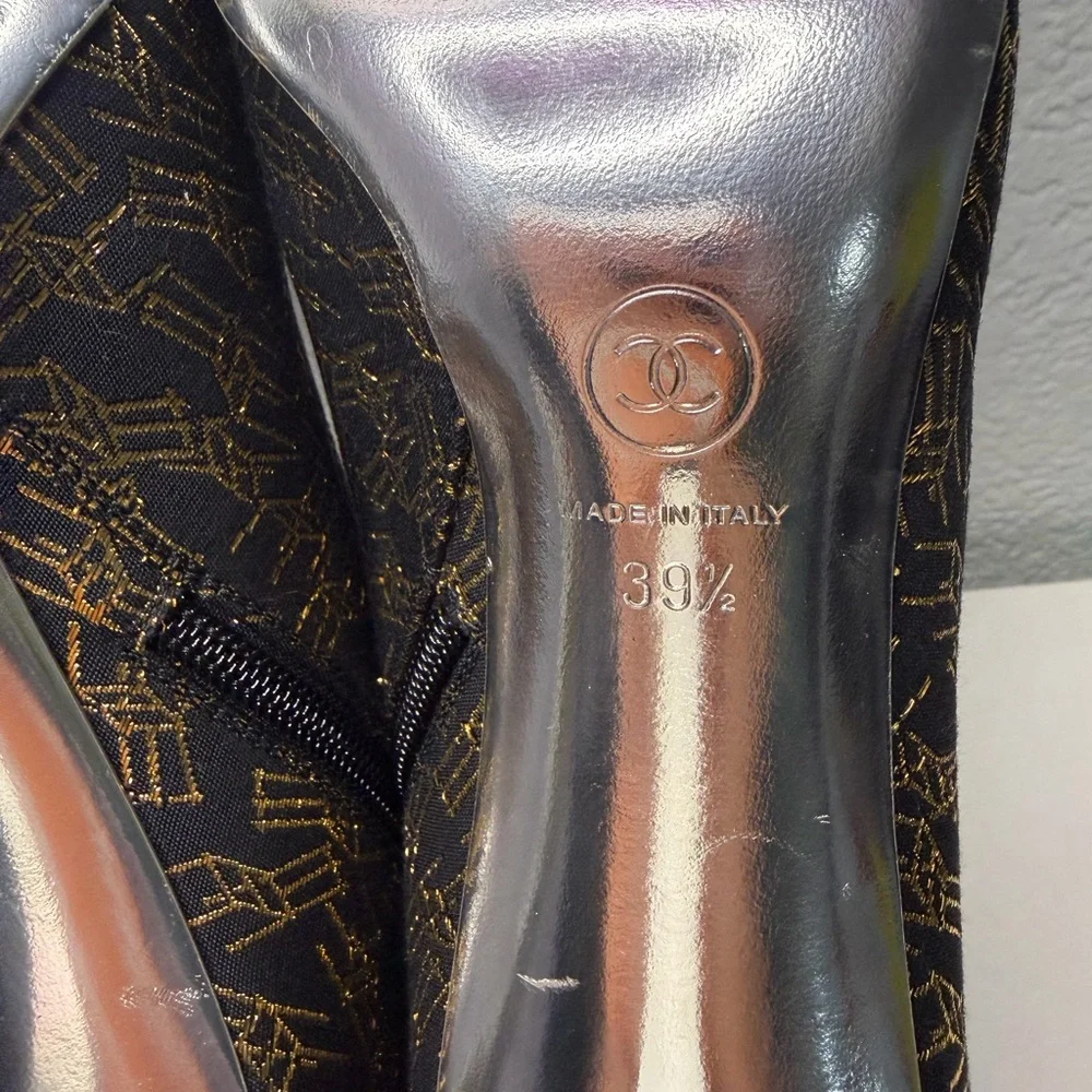 Chanel Black and Gold Ankle Boots - Picture 10 of 11